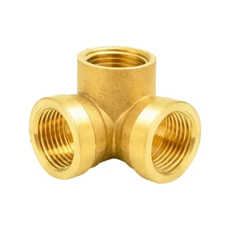 Brass Wall Corner Three-Way Connector