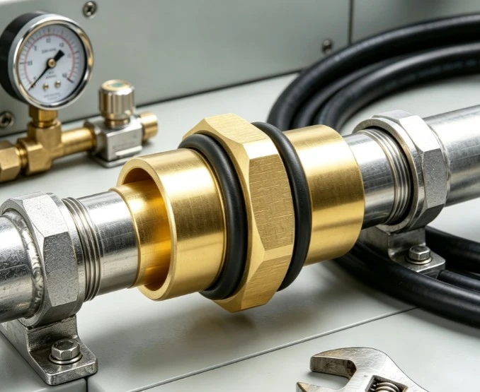 Brass Double Male Thread Adapter With O Ring Seal