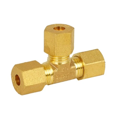 Brass Ferrule Compression Tee Connector 1
