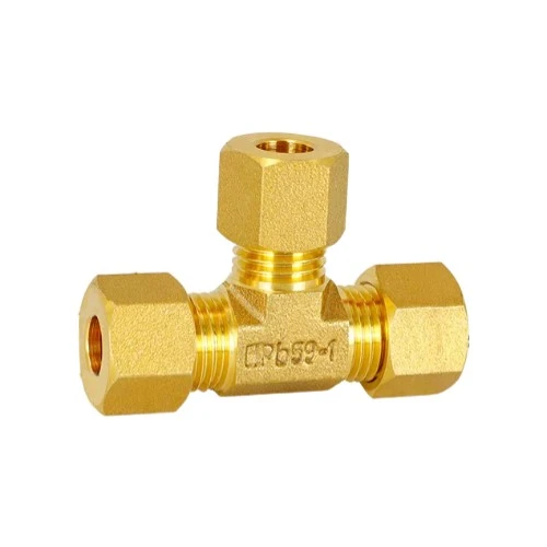 Brass Ferrule Compression Tee Connector 2