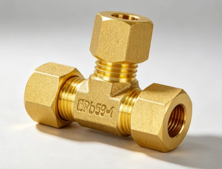 Brass Ferrule Compression Tee Connector