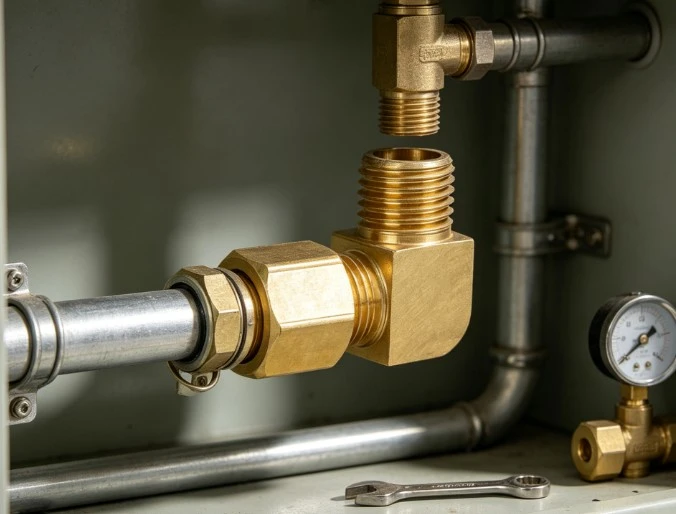 Brass Thickened Compression Elbow Reducer 90-Degree Male Thread