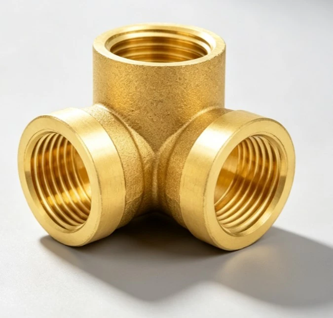 Brass Wall Corner Three Way Connector