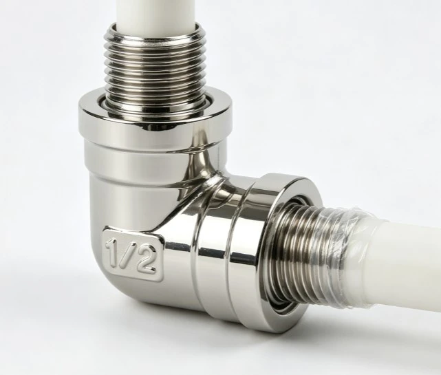 Electroplated Brass 90-Degree Elbow Fitting